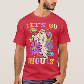 Groovy Let's Go Ghoulsレトロフローラ幽霊衣装 Tシャツ