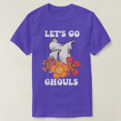Groovy Let's Go Ghouls Floral Ghost Hippie Hallowe Tシャツ (デザイン正面)