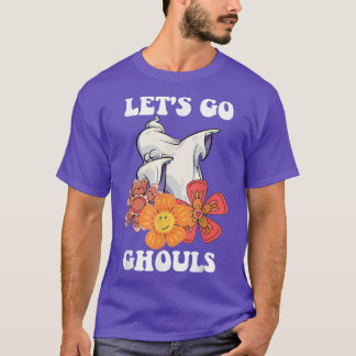 Groovy Let's Go Ghouls Floral Ghost Hippie Hallowe Tシャツ