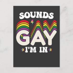 Groovy LGBTプライドサウンドゲイIm インビテーションポストカード