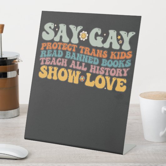 Groovy LGBT Sayゲイスト保護ス読・キッズブック 台座サイン (インサイチュ)