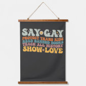 Groovy LGBT Sayゲイスト保護ス読・キッズブック 吊り下げ型タペストリー (正面)