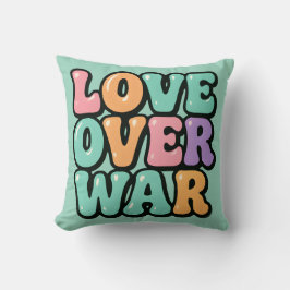 Groovy "Love Over War" Throw Pillow クッション