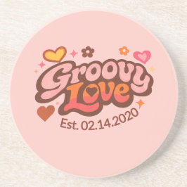 Groovy Love Personalized Valentine’s Gift Retro コースター