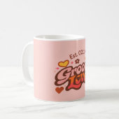 Groovy Love Personalized Valentine’s Gift Retro コーヒーマグカップ (正面左)