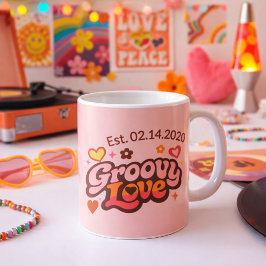 Groovy Love Personalized Valentine’s Gift Retro コーヒーマグカップ