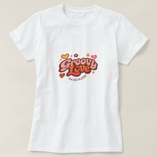 Groovy Love Personalized Valentine’s Gift Retro T- Tシャツ (デザイン正面)