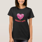 Groovy Love Retro 70s Heart Shaped Disco Ball  Tシャツ (正面)