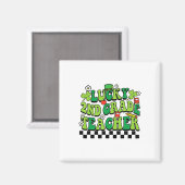 Groovy Lucky 2nd Grade Teacher Women Men St Patric マグネット (正面/裏面)