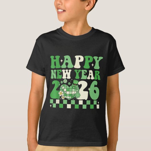 Groovy Lucky Happy New Year 2026 Disco Ball Women  Tシャツ (正面)