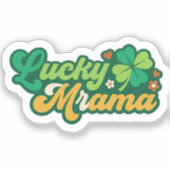Groovy Lucky Mama Clover Retro 70s Floral Sticker シール (正面)