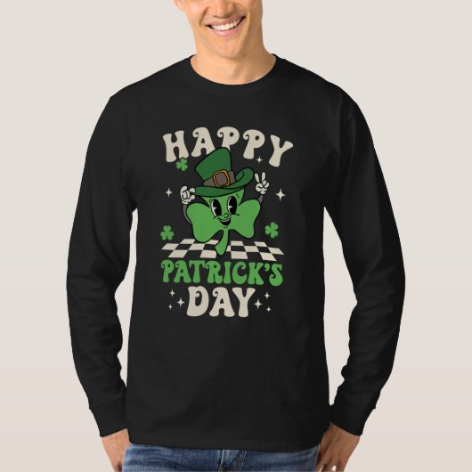 Groovy Lucky Shamrock Happy St Patrick's Day C Iri Tシャツ (正面)