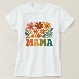 Groovy Mama フラワープリントTシャツ - 母の日おめでとう Tシャツ