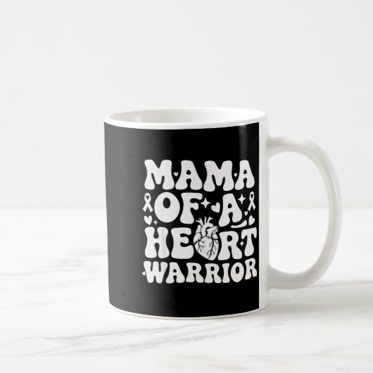Groovy Mama Of A Heart Warrior Chd Awareness Heart コーヒーマグカップ (右)