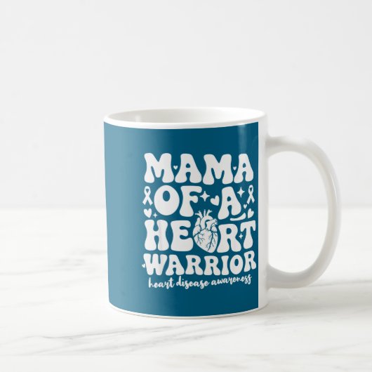 Groovy Mama Of A Heart Warrior Chd Awareness Heart コーヒーマグカップ (右)
