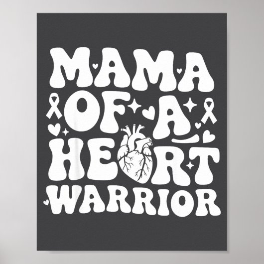 Groovy Mama Of A Heart Warrior Chd Awareness Heart ポスター (正面)