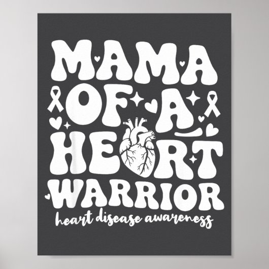 Groovy Mama Of A Heart Warrior Chd Awareness Heart ポスター (正面)