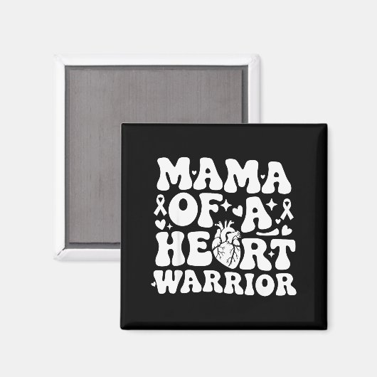 Groovy Mama Of A Heart Warrior Chd Awareness Heart マグネット (正面/裏面)
