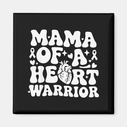 Groovy Mama Of A Heart Warrior Chd Awareness Heart マグネット (正面)