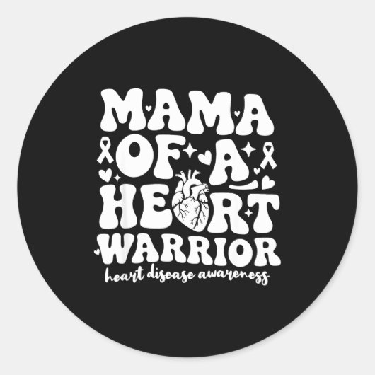 Groovy Mama Of A Heart Warrior Chd Awareness Heart ラウンドシール (正面)