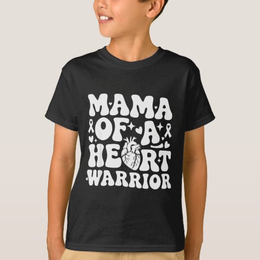 Groovy Mama Of A Heart Warrior Chd Awareness Heart Tシャツ (正面)