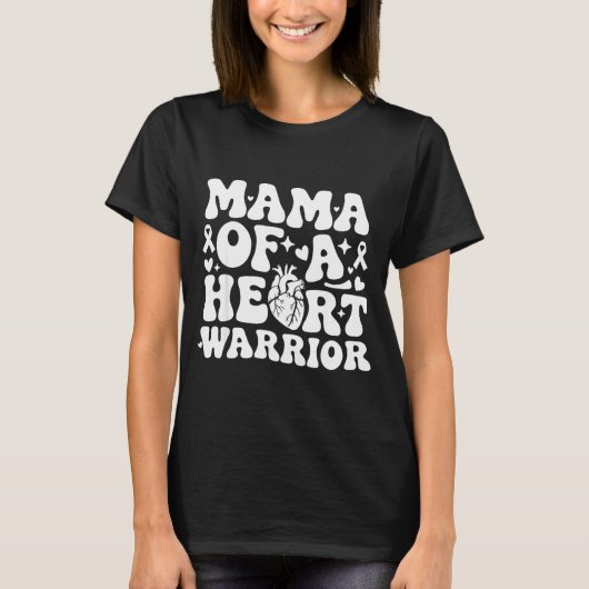 Groovy Mama Of A Heart Warrior Chd Awareness Heart Tシャツ (正面)
