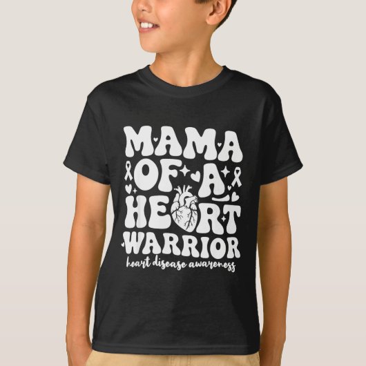 Groovy Mama Of A Heart Warrior Chd Awareness Heart Tシャツ (正面)