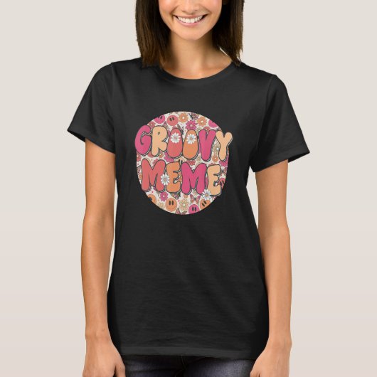 Groovy Meme Hippie Retro Groovy Flower Fall Vibes Tシャツ (正面)