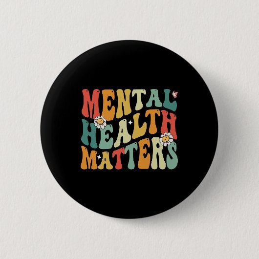 Groovy Mental Healthは人間の脳疾患Aに重要 缶バッジ (正面)