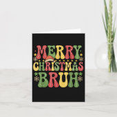 Groovy Merry Christmas Bruh Xmas Lights Santa Hat  カード (正面)