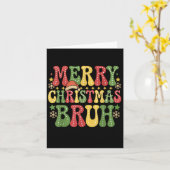 Groovy Merry Christmas Bruh Xmas Lights Santa Hat  カード (黄色い花)