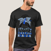 Groovy Messy Bun Leopard Blue Ribbon Hydrocephalus Tシャツ (正面)