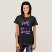 Groovy Messy Bun Leopard Purple Ribbon Fibromyalgi Tシャツ (正面フル)