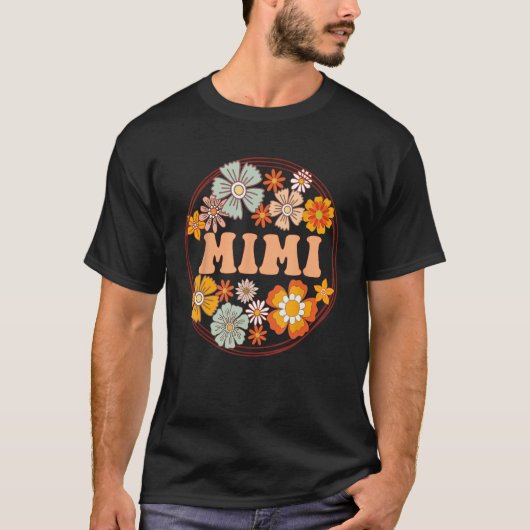 Groovy Mimi Retro Flowers Women Mother s Day Grand Tシャツ (正面)