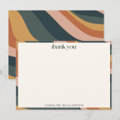 Groovy Modern Earth Tone Wavy Stripe Personalized サンキューカード (正面/裏面)