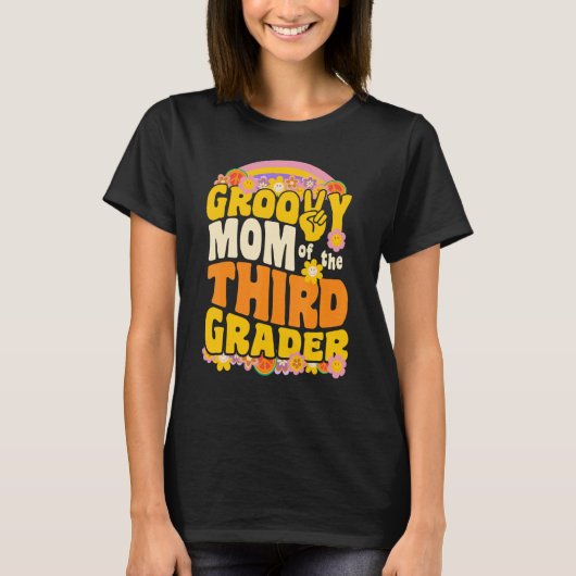 Groovy Mom of the 3年生レトロWavy 70s Vint Tシャツ (正面)