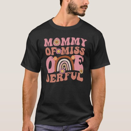 Groovy Mommy of Miss Onederful 1st Bday Boho Rainb Tシャツ (正面)
