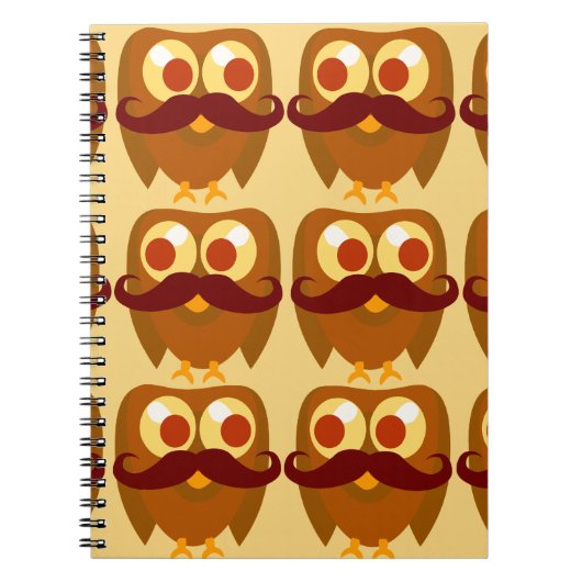 Groovy Moustache Owls ノートブック (正面)
