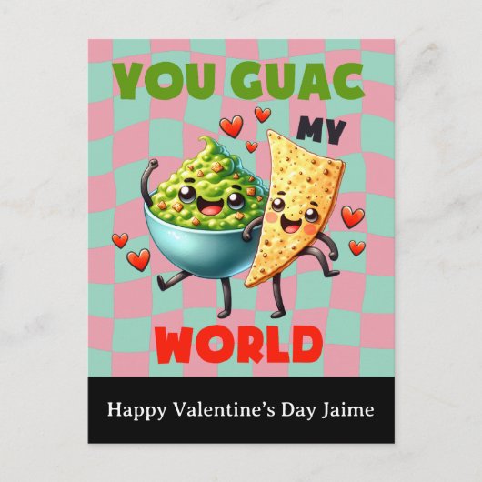 Groovy Nacho Cheese Guac Valentines Day Postcard ポストカード (正面)