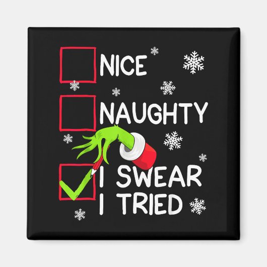 Groovy Naughty I Swear I Tried Christmas Xmas Men  マグネット (正面)
