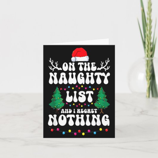 Groovy Naughty List Christmas Xmas Santa Mens Wome カード (正面)