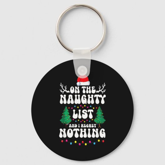 Groovy Naughty List Christmas Xmas Santa Mens Wome キーホルダー (正面)