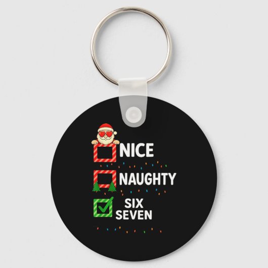 Groovy Naughty Six Seven 67 Christmas Family Xmas  キーホルダー (正面)