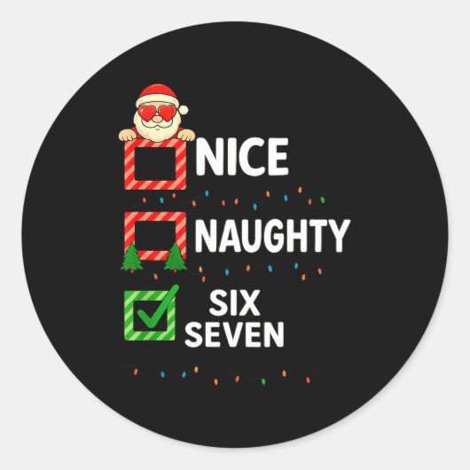 Groovy Naughty Six Seven 67 Christmas Family Xmas  ラウンドシール (正面)