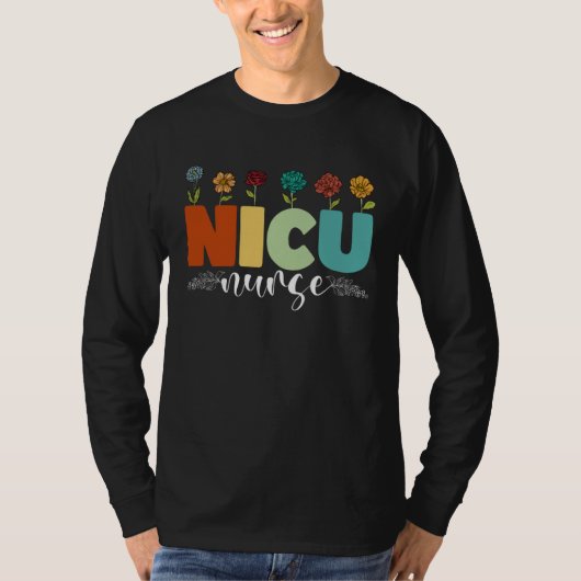 Groovy NICU Nurse Flowers Appreciations Medical Wo Tシャツ (正面)