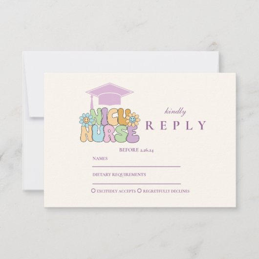 Groovy NICU Nurse Graduation Party 出欠カード (正面)