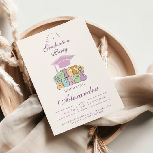 Groovy NICU Nurse Graduation Party 招待状