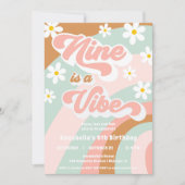 Groovy NineはVibeレトロパステル9th誕生日だ 招待状 (正面)
