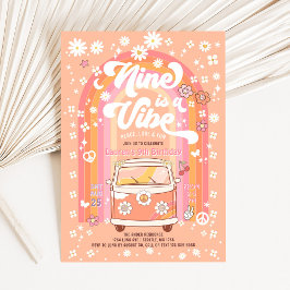 Groovy NineはVibe Van Bus 9番目の誕生日 招待状