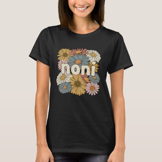 Groovy Noni Grandmother Flowers Noni Grandma Tシャツ (正面)